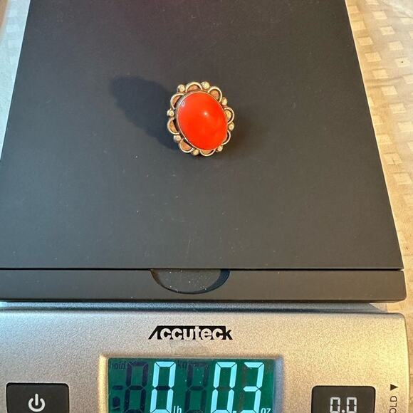 Vintage ring with pink peach stone. Size 7 - Picture 5 of 11